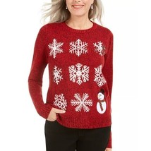Karen Scott Womens XXL Red Combo Snowflake Long Sleeve Sweater NWT CE88 - $24.49