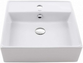 Elavo Sq.Are Vessel Bathroom Sink With Overflow, 18 1/2, 18.63, White,, 150. - £122.74 GBP