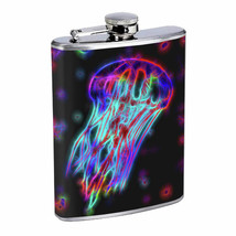 Electric Rainbow Jelly Fish Em1 Flask 8oz Stainless Steel Hip Drinking Whiskey - £11.81 GBP