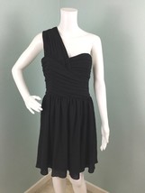 NWOT Women&#39;s Express Black One Shoulder Chiffon Dress Sz 10 - $24.11