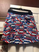 NWT Ladies GREG NORMAN Red White & Blue Golf Tennis Knit Flare Skort - M image 2