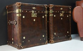 Bespoke Handmade Antique leather Occasional Side TableTrunks - £1,075.90 GBP