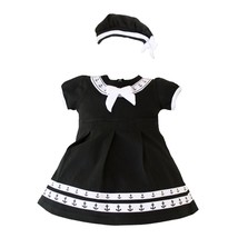 Trendy Apparel Shop Infant 2 Piece Anchor Dress with Beret Cap - Black - 0-3 Mon - £31.46 GBP