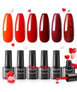 GELLEN Gel Nail Polish Set 6 Colors Burgundy Red Glitter Crimson Celebra... - $17.60 CAD