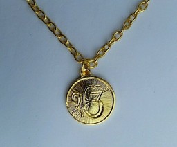 Gold Tone Two in One Punjabi Sikh 1 Ek Onkar Guru Nanak Ji Pendant + Chain C5 - $6.91