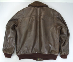 L.L. Bean Leather Jacket Men Size L Bomber Brown Sherpa Wool Lined Coat ... - $256.45
