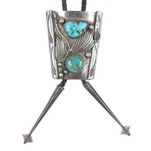 c1970 J Kelly Navajo sterling bolo tie with nice turquoise - £183.48 GBP