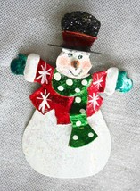 Festive Glitter Enamel Christmas Snowman Brooch - £10.43 GBP