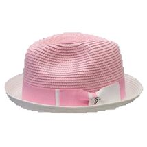 Men's Bently Semi Crushable Fedora Briad Straw Hat Enzo EN202 Pink White image 2