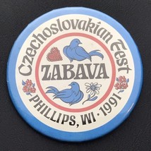 Czechoslovakian Fest Vintage Pin Button Phillips Wisconsin 1991 - $10.00