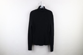 Vintage Gap Mens XL Faded Blank Stretch Ribbed Knit Turtleneck Sweater Black - £42.79 GBP