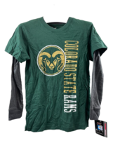 Colosseum Youth Colorado State Rams faux layered Shirt-Green/Gray, Mediu... - $13.85