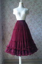Burgundy Ballerina Tulle Skirt A-Line Layered Puffy Ballet Tulle Tutu Skirt