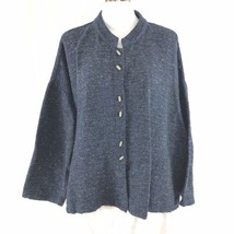 J Jill Womens Jacket Oversized Button Wool Blend Navy Blue Size LP Petite - £19.01 GBP