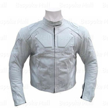 New Man&#39;s Tom Cruise Oblivion White Cowhide Biker Leather Jacket Safety ... - $179.99