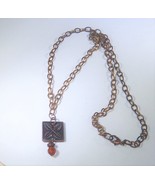 Necklace Chain Pendant Bronze Tone Decorative w/Dangle 21&quot; Lobster Upcycled - €3,41 EUR