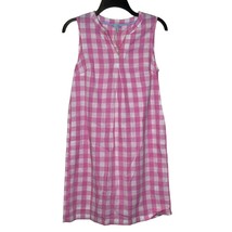 Joules Jillian Shift Dress Sleeveless Women Pink 8 Gingham Check Linen B... - £23.45 GBP