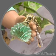 Green Gold Top Gold Tassel Heart Charm 1” Tall • Small Doll Size Perfume Bottle - £7.67 GBP