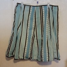 Cato Womens Swing Skirt Long Flow Plus sz 24W Blue Brown Striped - £15.37 GBP