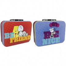 Peanuts Character Image Be a Friend, Be Nice Mini Tin Tote Lunchbox, NEW UNUSED - £7.04 GBP
