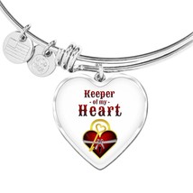 Keeper Of My Heart Heart Bangle Stainless Steel or 18k Gold 18-22&quot; - £37.92 GBP+