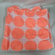 Cloud Island Muslin Blanket White Neon Orange Peach Big Polka Dot Circle Swaddle - £31.18 GBP