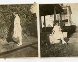 2 Hand Colored Woman in Fancy White Dress Photographs 1930&#39;s - $23.76