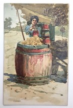 Vtg  PC Italy Napoli Naples Woman Selling Beans Lupin Lupinara A. Della Valle - £18.03 GBP