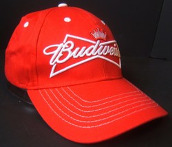 Budweiser Beer Snapback Hat Bud Embroidered Logo Red White Baseball Cap - £18.38 GBP