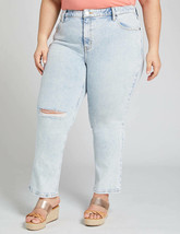 Lane Bryant High-Rise Straight Crop Jean - Light Wash Size 22 Destructed NEW - £41.95 GBP
