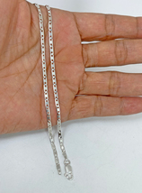 Minimalist Flat Cutting Valentino Link Chain Necklace 925 Sterling Silver 2mm  - £37.35 GBP