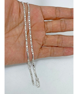 Minimalist Flat Cutting Valentino Link Chain Necklace 925 Sterling Silve... - £36.17 GBP