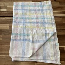 Vtg waffle Weave Baby Blanket Pastel Rainbow Woven Knit Beacon WPL 1675 USA - £30.36 GBP