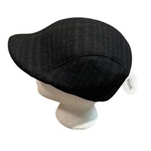 Black Window Pane Plaid Flat Cap Ivy Hat Mens Size L/XL Wool Blend NEW - £11.95 GBP