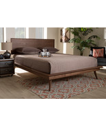 Hillary Walnut Brown Queen Size Platform Bed - €363,79 EUR
