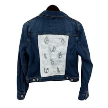 Banana Republic Denim Jacket Hand Painted Faces Back Size Small - £26.41 GBP