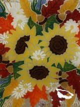Peggy Karr Glass AUTUMN SUNFLOWER Square Plate Bowl Fall Leaves Rare Signed - $145.00