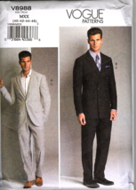 Vogue V8988 Mens 40 to 46 Suit Jacket and Pants Uncut Sewing Pattern - £17.43 GBP