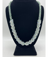 Pale Sage Green and Crystal Kumihimo Necklace - $140.00