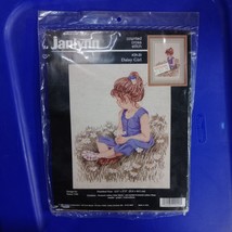 1996 Janlynn Counted Cross Stitch Daisy Girl Nancy Cole Kit Size 12.5" x 17.5" - $19.15