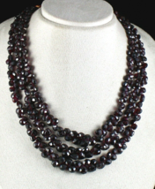 Natural Garnet Beads Tear Drops Faceted 3 Line 866 Gemstone Fashion Necklace - £239.68 GBP