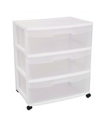 Mobile 3-Drawer Storage Cart Wardrobe Home Storage Cabinet in Clear White - $195.05 CAD
