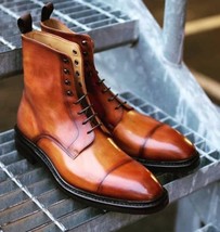 Handmade Leather Patina Shaded Ankle Boots For Men&#39;s - £125.37 GBP+