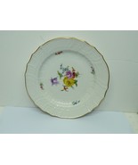 Vtg Marked Meissen Scalloped Plate #2005 Hand-Paint Flowers &amp; Gold Borde... - $78.20
