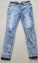 KanCan Jeans Women Size 29 Blue Denim Acid Wash Distressed Frayed Hem Bu... - $20.29