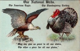 Thanksgiving Turkey and The American Eagle Our National Birds Postcard W19 - £11.78 GBP