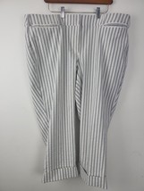 Lane Bryant Pants The Lena 22 Womens Plus Mid Rise Grey White Striped Cuffed - £16.73 GBP
