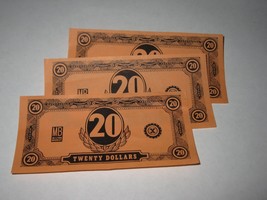 1958 Easy Money Deluxe ed. Board Game Piece: stack of money - (3) $20 Bills  - $1.00