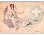 Angel Cross Flowers Greetings At Easter DB Postcard L17 - £2.33 GBP
