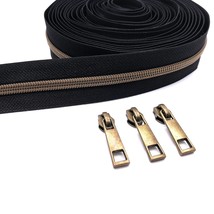 Black Zipper Tape By The Yard #5 10 Yards Nylon Long Zippers For Sewing ... - $31.99